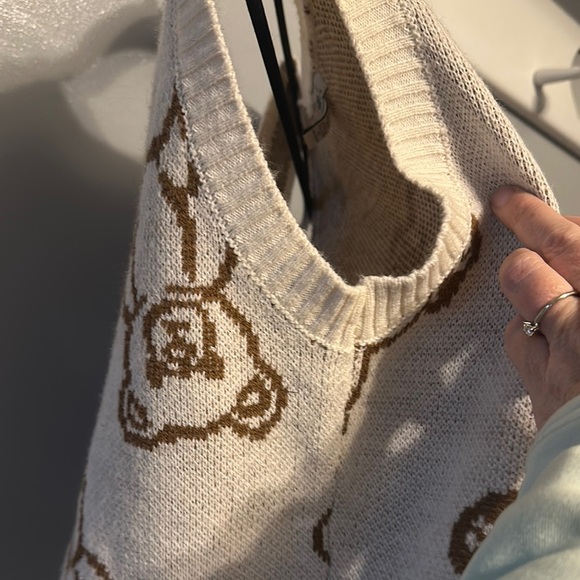 Rue21 Cream and Brown Knit Teddy Bear Vest - Picture 7 of 7